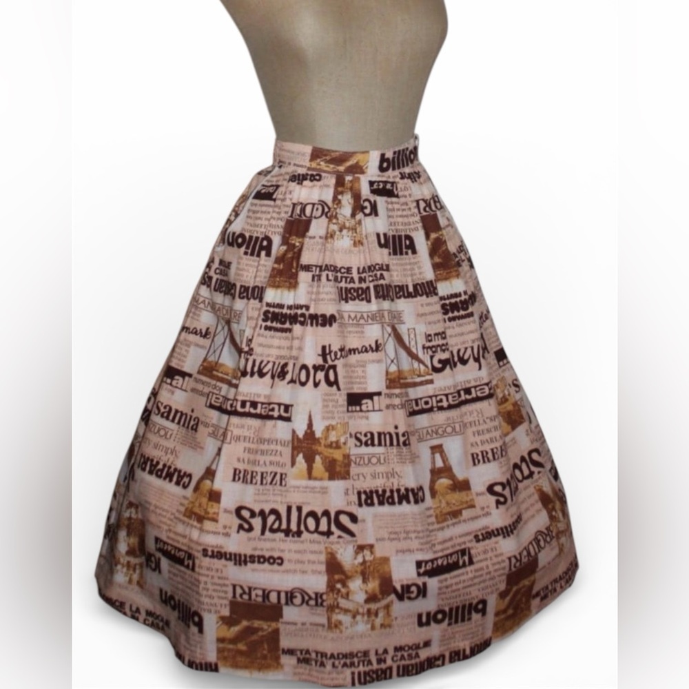 SZ 27 S/M VTG 70'S French ‘ newspaper, print’ Skirt